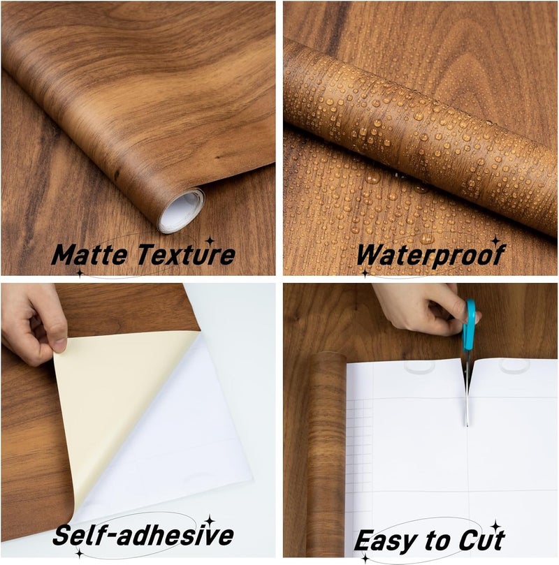 Decoroom Wood Grain Contact Paper Peel and Stick, Vintage Thicken Wood Contact Paper for Cabinets Furniture, Natural Wallpaper Self-Adhesive Removable Waterproof Vinyl Film 24in X 197 in - Image 2